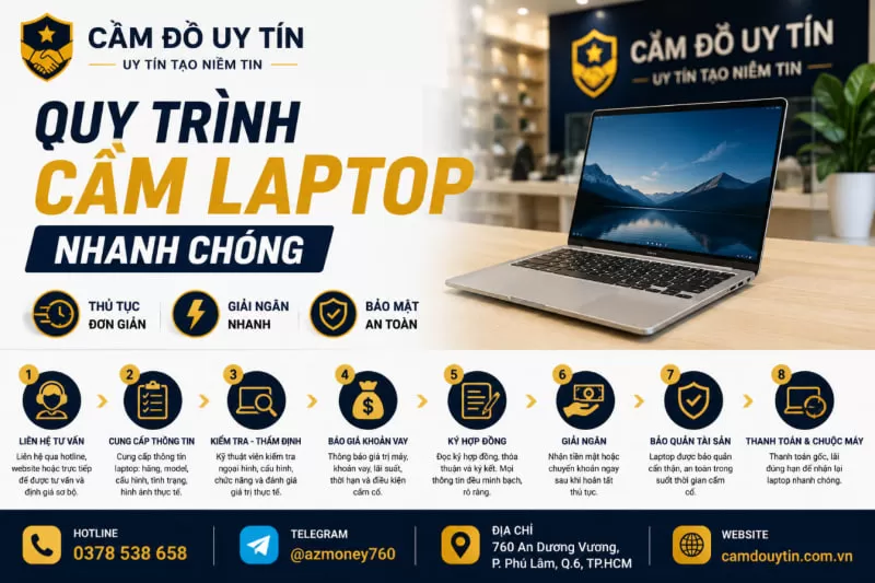 quy trình cầm laotop nhanh chóng